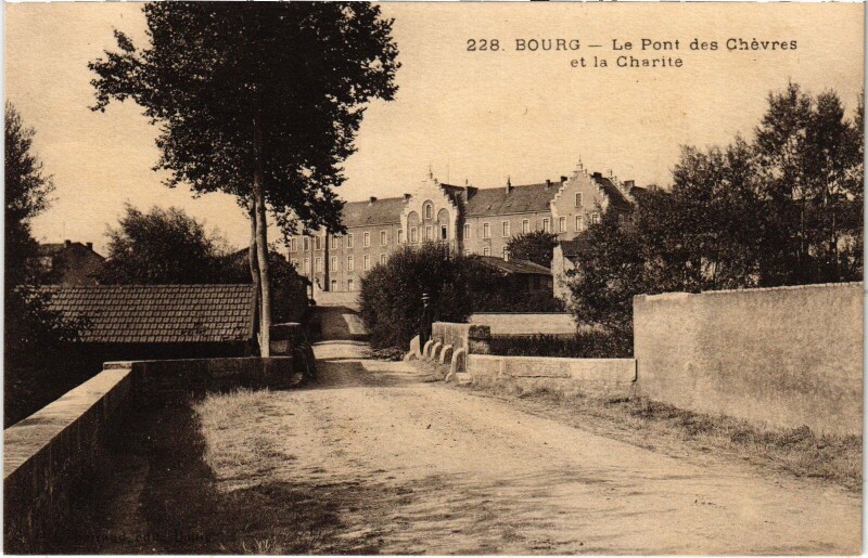 Carte postale ancienne Bourg en Bresse Pont des Chevres et la Charite à Bourg-en-Bresse