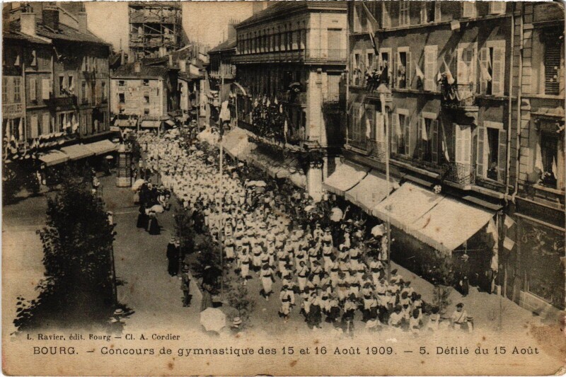 Carte postale ancienne Bourg en Bresse Concours de gymnastique des 15 et 16 Aout 1909 à Bourg-en-Bresse