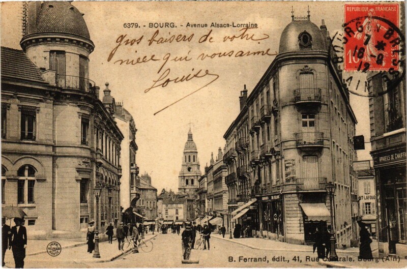 Carte postale ancienne Bourg en Bresse Avenue Alsace Lorraine à Bourg-en-Bresse
