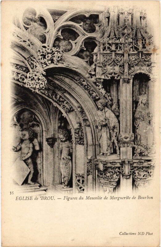 Carte postale ancienne Bourg en Bresse Brou Church Figures du Mausolee Marguerite à Bourg-en-Bresse