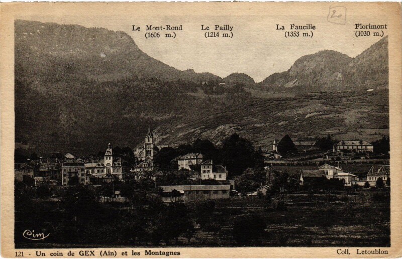 Carte postale ancienne Gex et les Montagnes