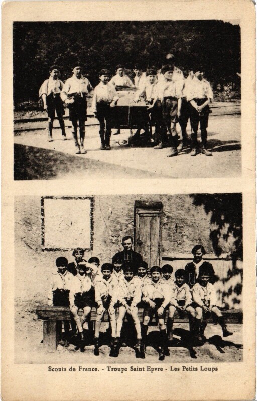 Carte postale ancienne Scouts de France Saint-Epvre Troupe Les Petits Loups à Saint-Epvre