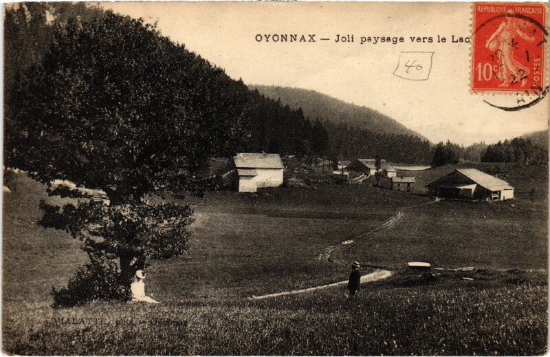 Carte postale ancienne Oyonnax Joli paysage vers le Lac Genin à Oyonnax