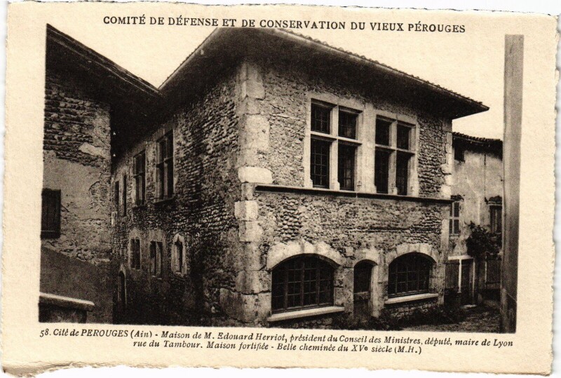 Carte postale ancienne Perouges Maison de M. Edouard Herriot