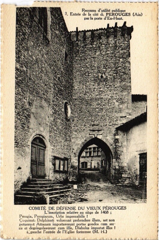 Carte postale ancienne Perouges entree de la cite
