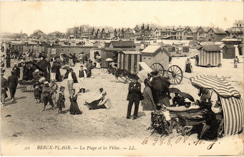 Carte postale ancienne Berck-Plage La Plage et les Villas à Berck