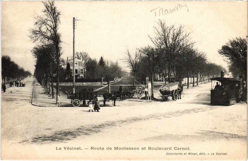 Carte postale ancienne Le Vésinet Route de Montesson Bd Carnot à Montesson
