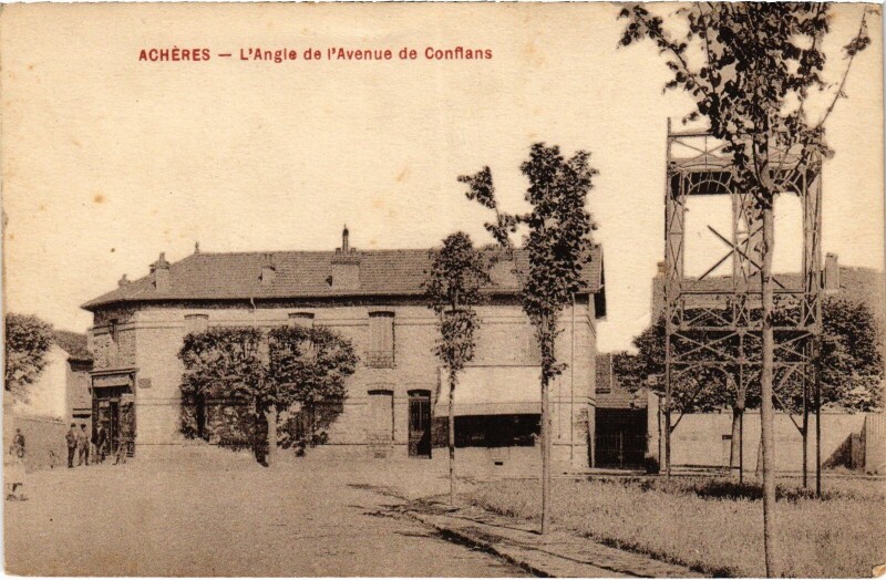 Carte postale ancienne Acheres Angle de l'Avenue de Conflans