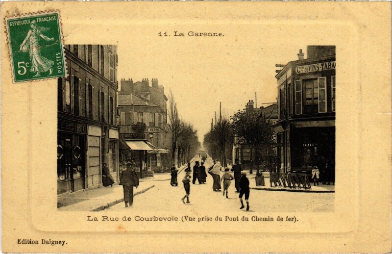 Carte postale ancienne La Garenne Rue de Courbevoie Pont du Chemin de fer à Courbevoie