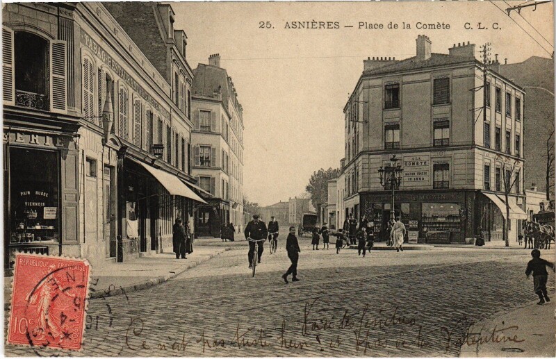 Carte postale ancienne Asnieres Place de la Comete