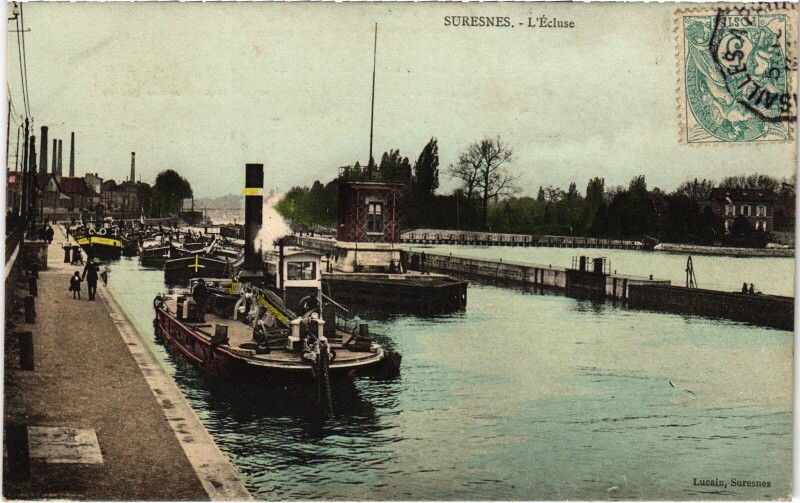 Carte postale ancienne Suresnes Ecluse à Suresnes