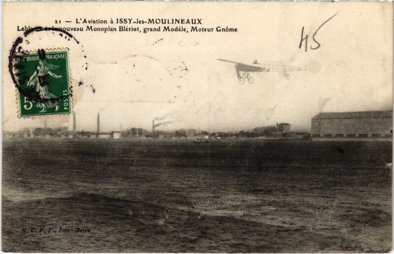 Carte postale ancienne Aviation Issy-les-Moulineaux aviator Leblanc monoplan Blériot à Issy-les-Moulineaux