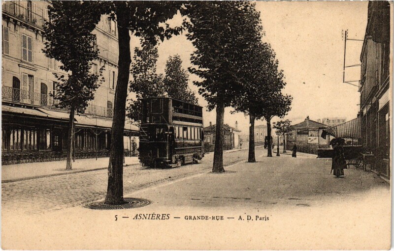 Carte postale ancienne Asnieres Grande Rue