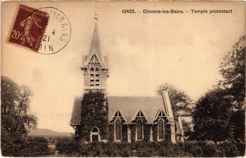 Carte postale ancienne Divonne Temple protestant