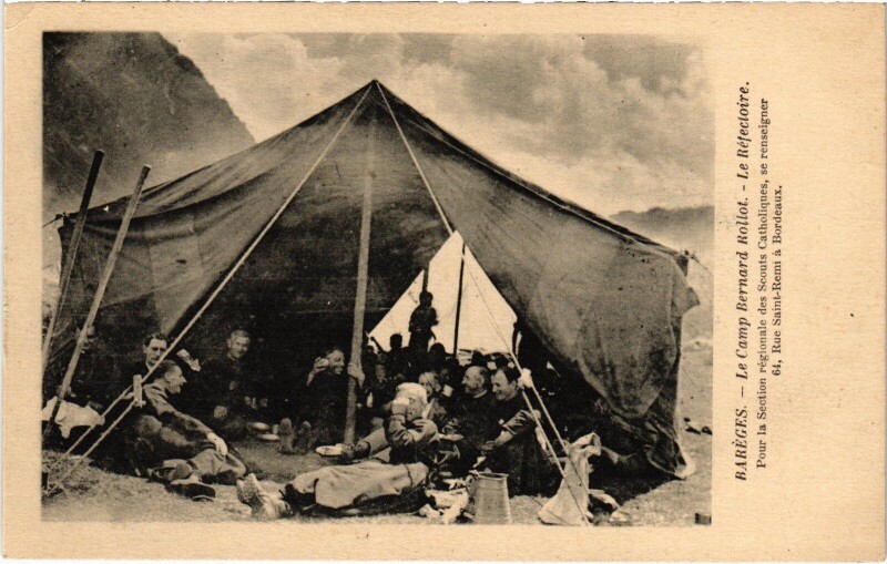 Carte postale ancienne Bareges Camp Bernard Rollot Le Réfectoire