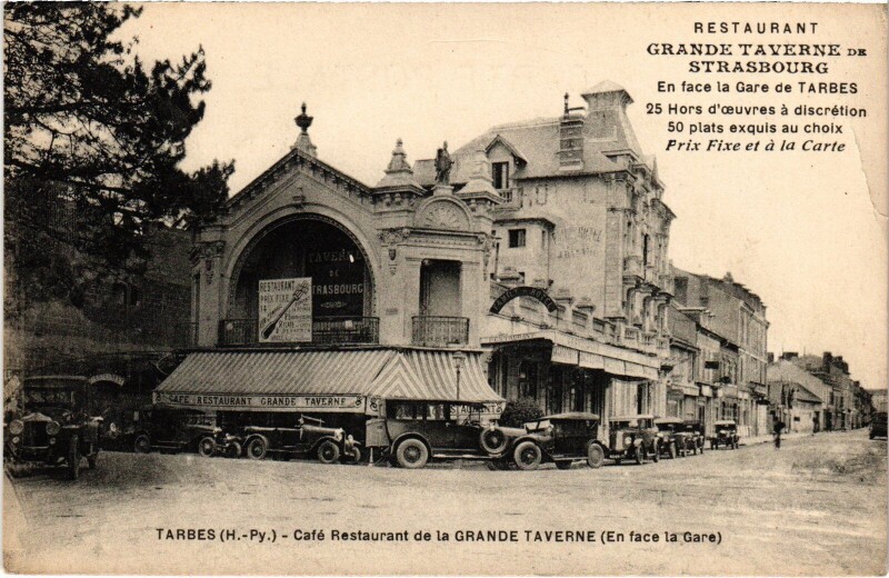 Carte postale ancienne Tarbes Café-Restaurant de la Grande Taverne à Tarbes