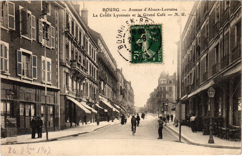 Carte postale ancienne Bourg en Bresse Avenue Alsace Lorraine à Bourg-en-Bresse