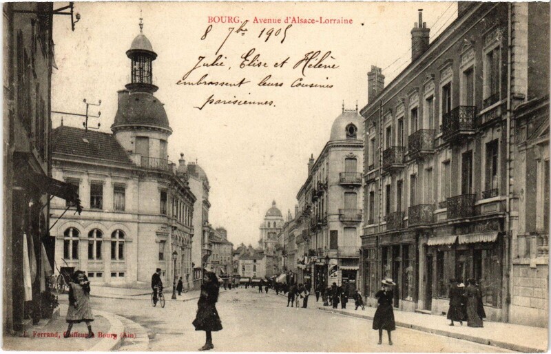 Carte postale ancienne Bourg en Bresse Avenue Alsace Lorraine à Bourg-en-Bresse