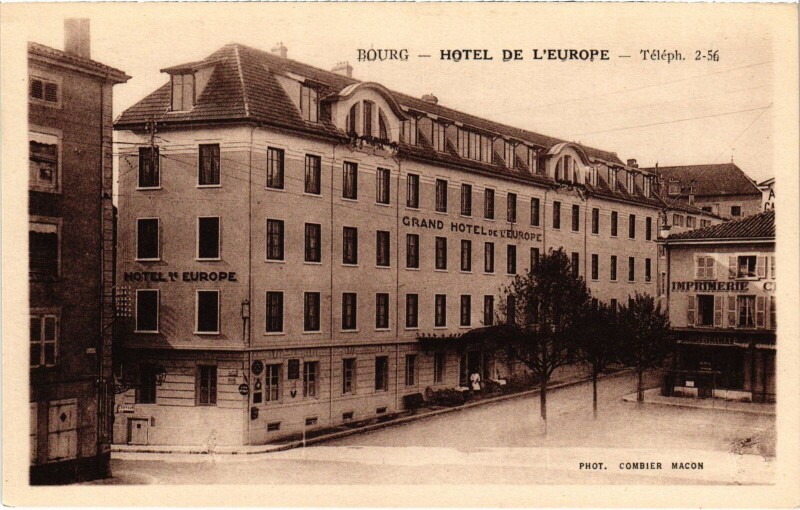 Carte postale ancienne Bourg en Bresse Hotel de l'Europe à Bourg-en-Bresse