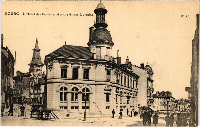 Carte postale ancienne Bourg en Bresse Hotel des Postes Avenue Alsace Lorraine à Bourg-en-Bresse