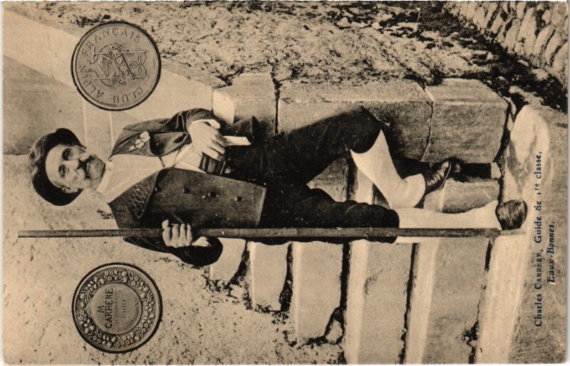 Carte postale ancienne Scenes et Types Eaux-Bonnes Charles Carrere Guide de 1re classe à Eaux-Bonnes