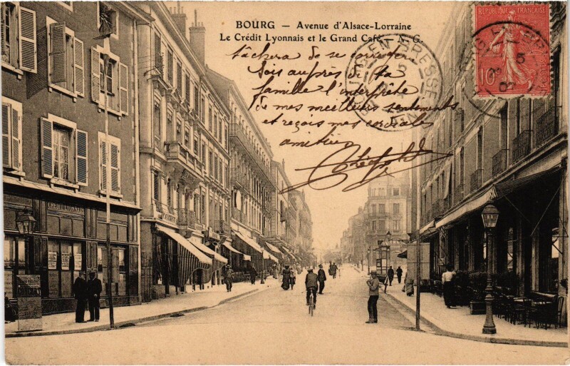 Carte postale ancienne Bourg en Bresse Avenue Alsace Lorraine à Bourg-en-Bresse