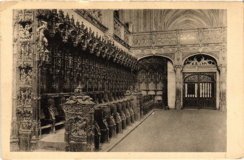 Carte postale ancienne Bourg en Bresse Brou Church Les Stalles à Bourg-en-Bresse