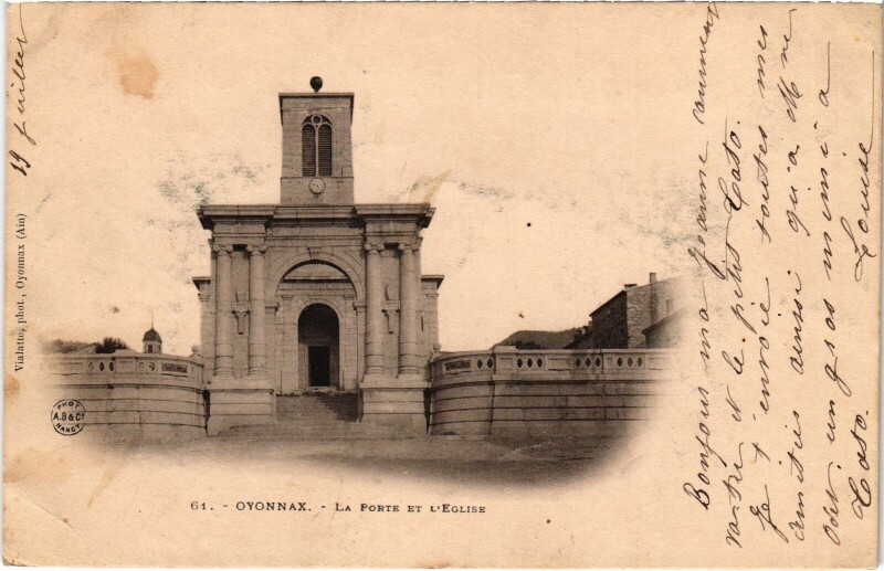 Carte postale ancienne Oyonnax Porte et l'Eglise à Oyonnax