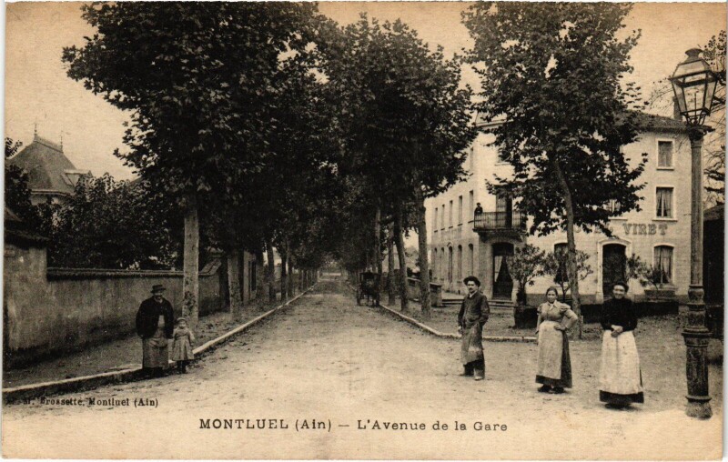 Carte postale ancienne Montluel Avenue de la Gare à Montluel
