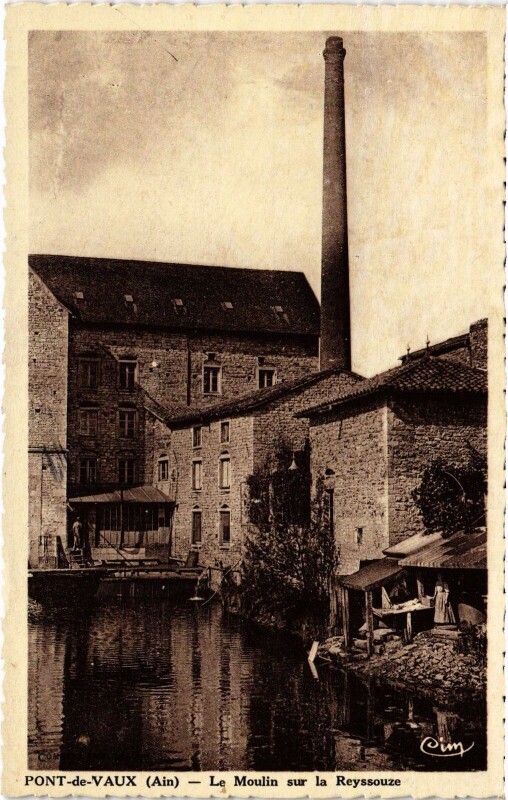 Carte postale ancienne Pont de Vaux Moulin sur la Reyssouze à Pont-de-Vaux