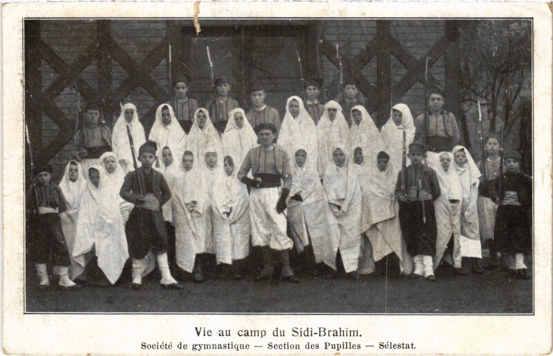 Carte postale ancienne Vie camp du Sidi-Brahim Sélestat Sco. de gymnastique à Sélestat