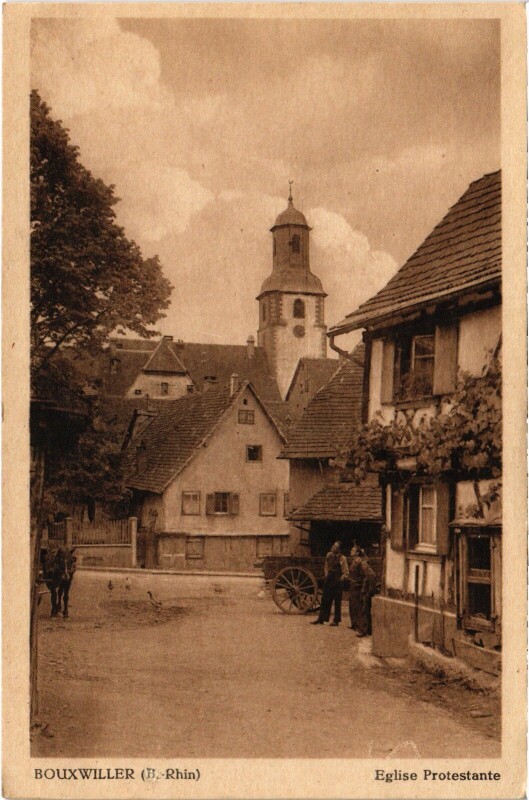 Carte postale ancienne Bouxwiller Eglise Protestante à Bouxwiller