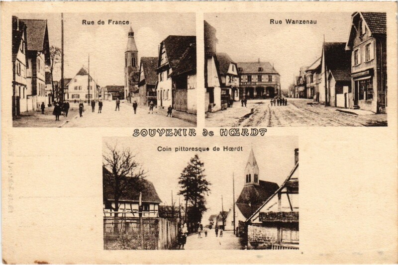 Carte postale ancienne Souvenir de Hoerdt Rue de France Wanzenau à Hoerdt