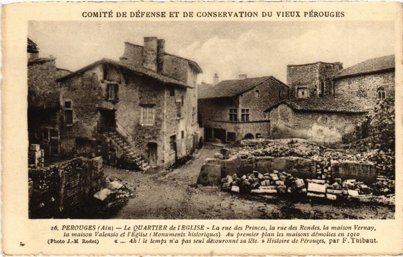 Carte postale ancienne Perouges Quartier de l'Eglise