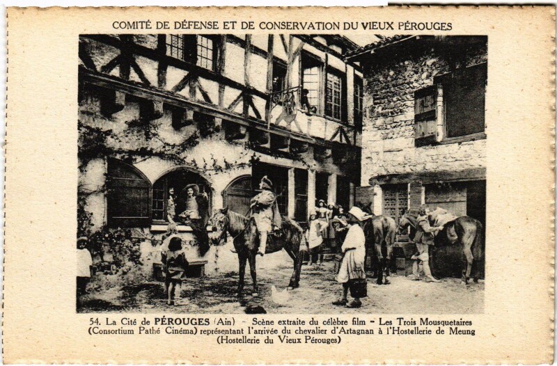 Carte postale ancienne Perouges scene extraite du celebre film