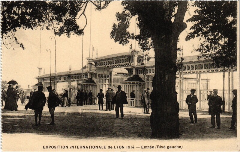 Carte postale ancienne 1914 Expo Lyon Entrée