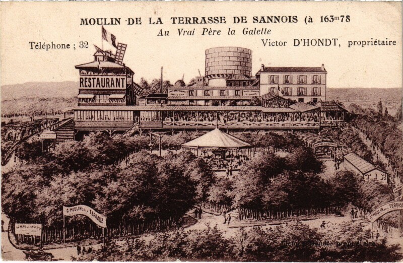 Carte postale ancienne Sannois Moulin de la Terrasse Pere la Galette à Sannois