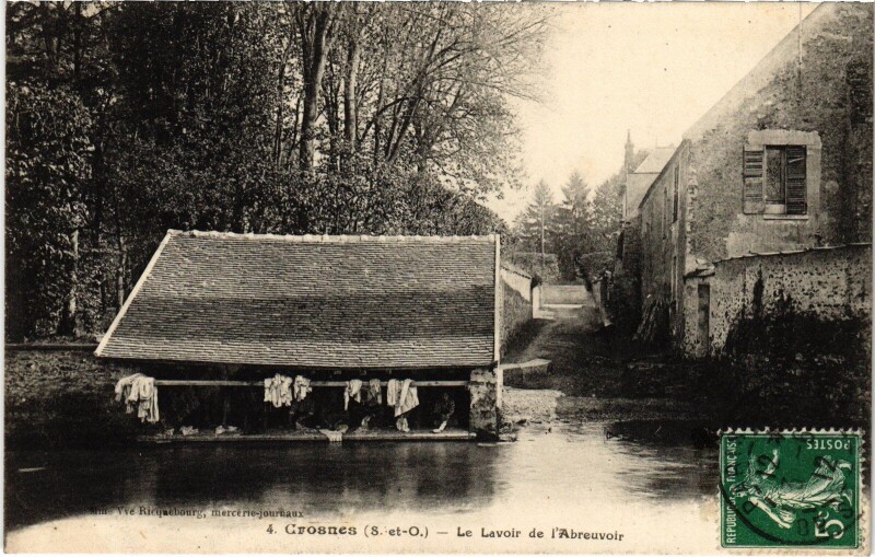 Carte postale ancienne Crosnes Le Lavoir de l'Abreuvoir à Crosne