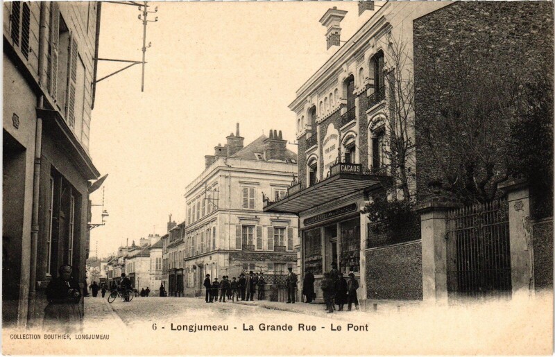 Carte postale ancienne Longjumeau Grande Rue Le POnt à Longjumeau
