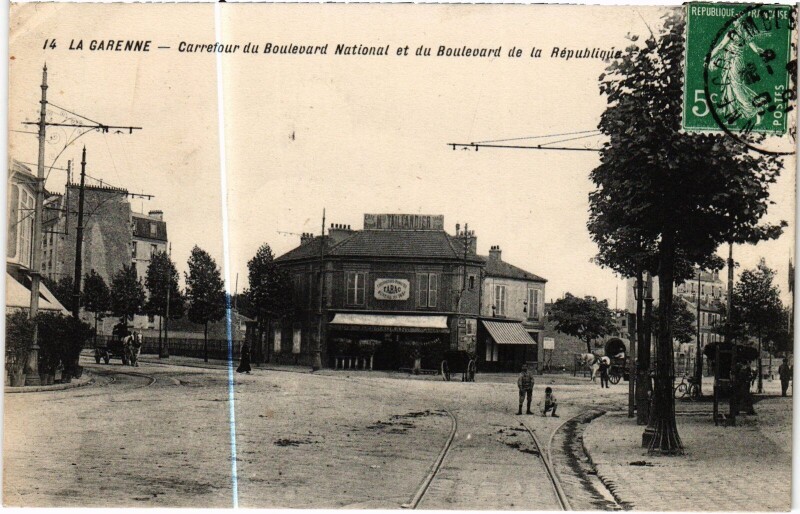 Carte postale ancienne La Garenne Bd National Bd de la République