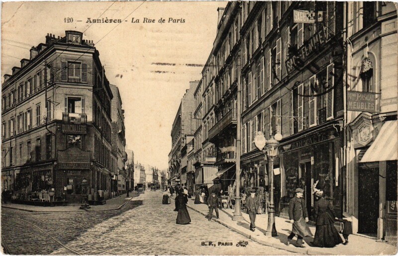 Carte postale ancienne Asnieres Rue de Paris