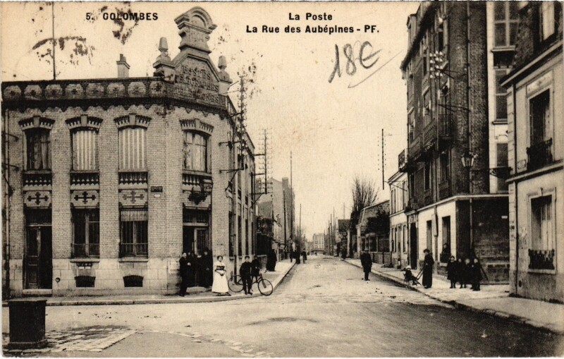 Carte postale ancienne Colombes La Poste Rue des Aubépines à Colombes