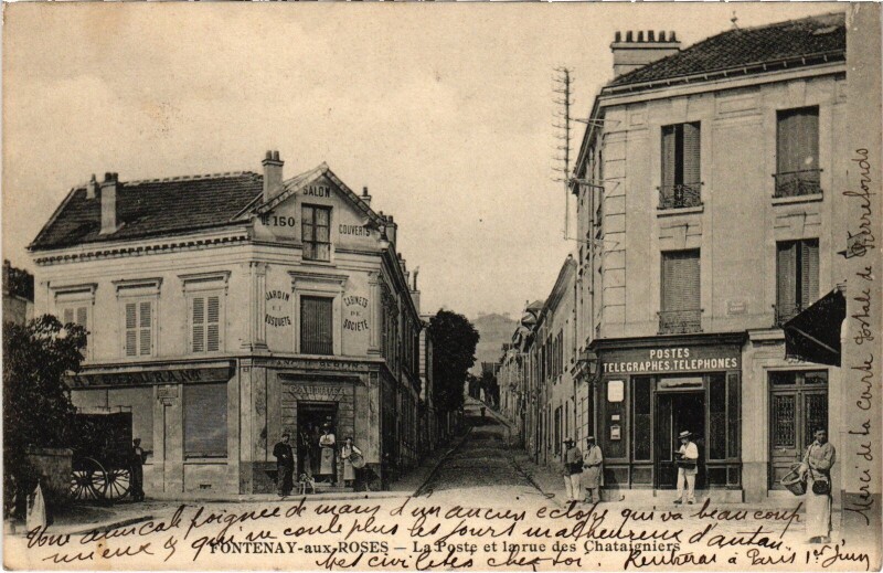 Carte postale ancienne Fontenay-aux-Roses La Poste rue des Chataigniers à Fontenay-aux-Roses