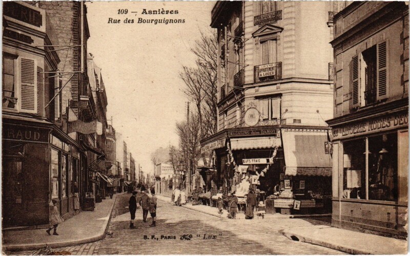 Carte postale ancienne Asnieres Rue des bourguignons