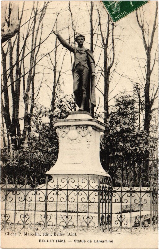 Carte postale ancienne Belley Statuede Lamartine à Belley