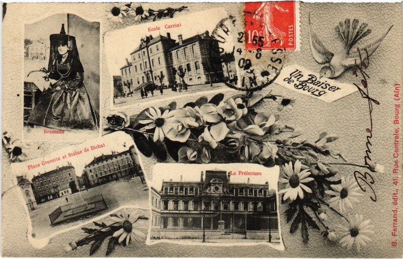 Carte postale ancienne Bourg en Bresse souvenir à Bourg-en-Bresse