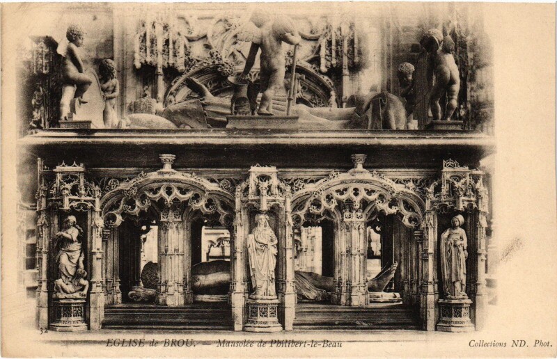 Carte postale ancienne Bourg en Bresse Brou Church Mausolee de Philibert le Beau à Bourg-en-Bresse