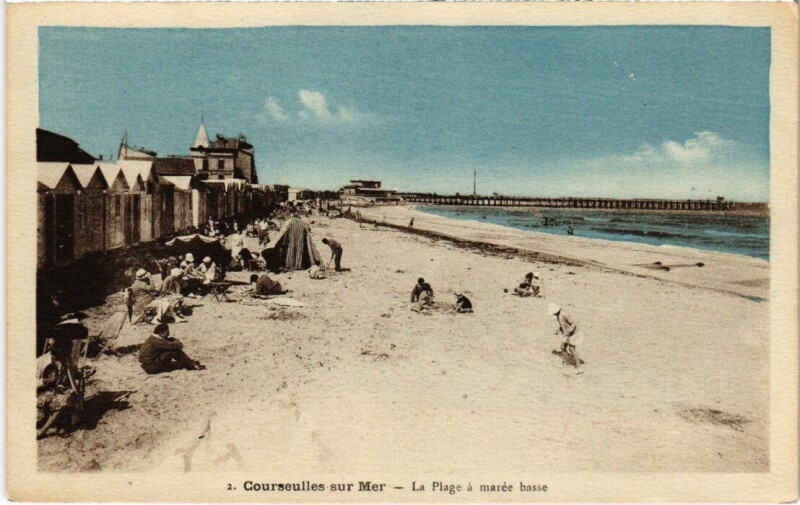 Carte postale ancienne Courseulles La Plage a maree basse France