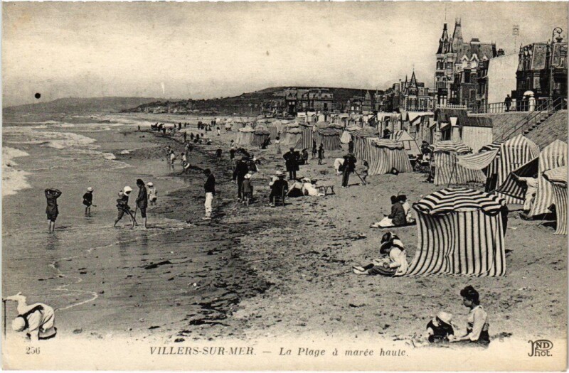 Carte postale ancienne Villers sur Mer La Plage a maree haute France à Villers-sur-Mer