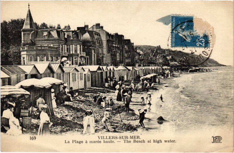 Carte postale ancienne Villers sur Mer La Plage a maree haute France à Villers-sur-Mer
